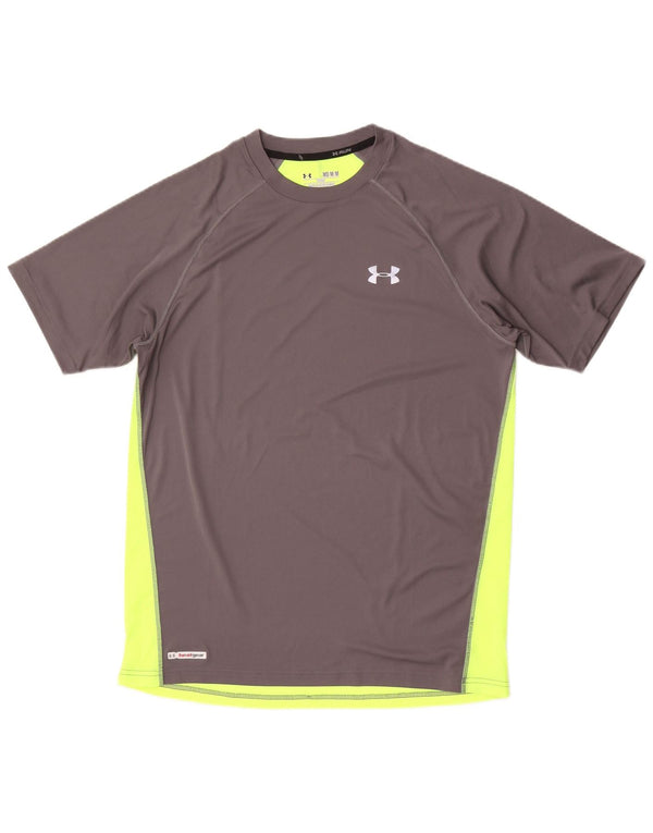 Under Armour Herre Heat Gear T-Shirt Top Medium Grey Colourblock