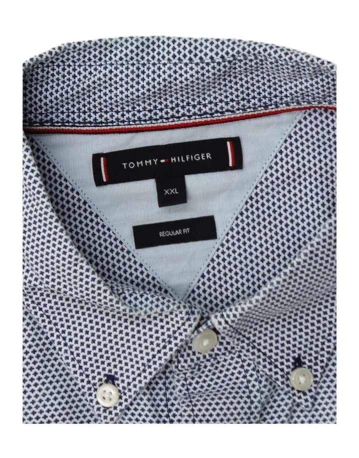 TOMMY HILFIGER Mens Regular Fit Shirt 2XL Blue Spotted Cotton