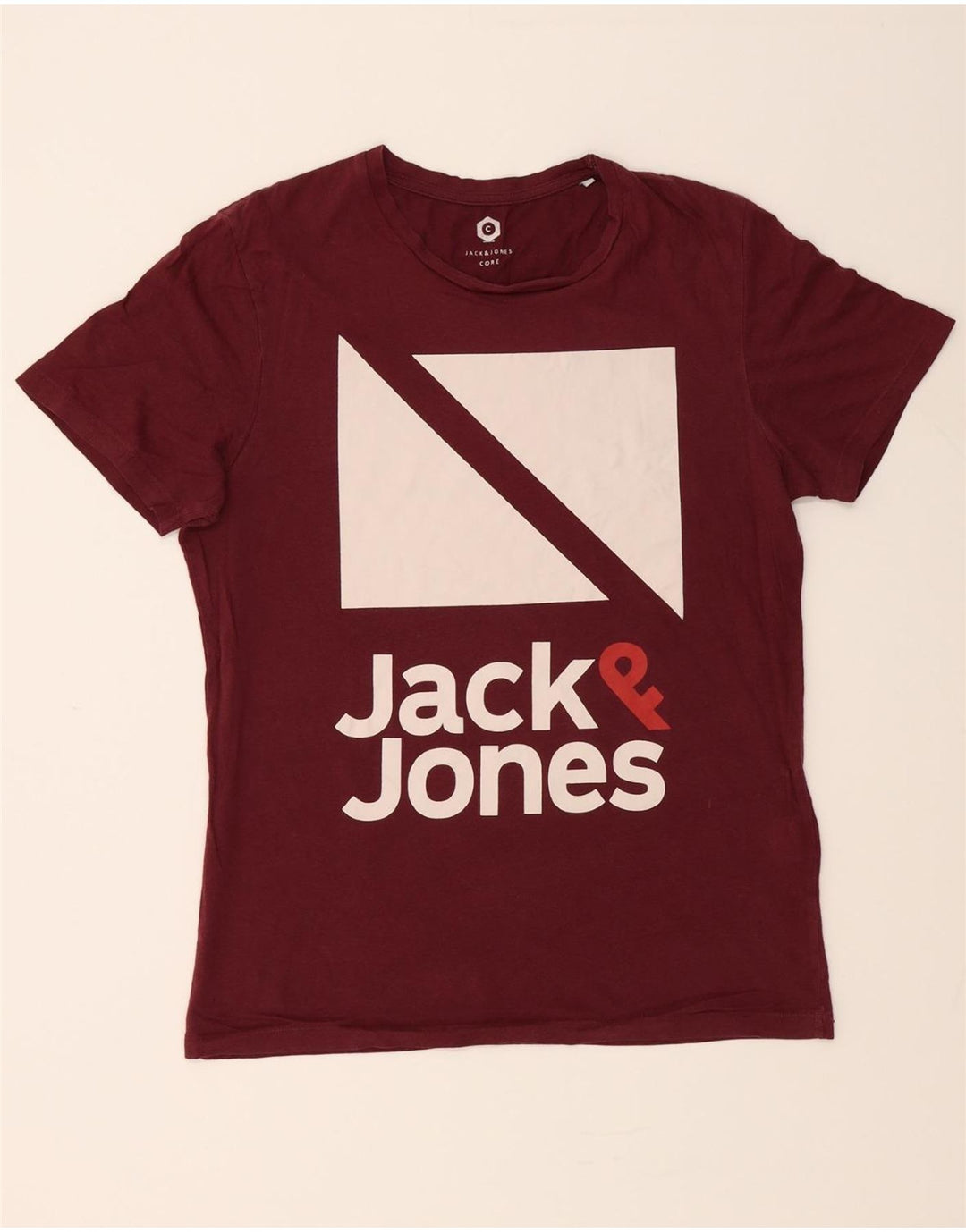 JACK & JONES Mens Graphic T-Shirt Top Medium Burgundy Cotton Vintage Jack & Jones and Second-Hand Jack & Jones from Messina Hembry 