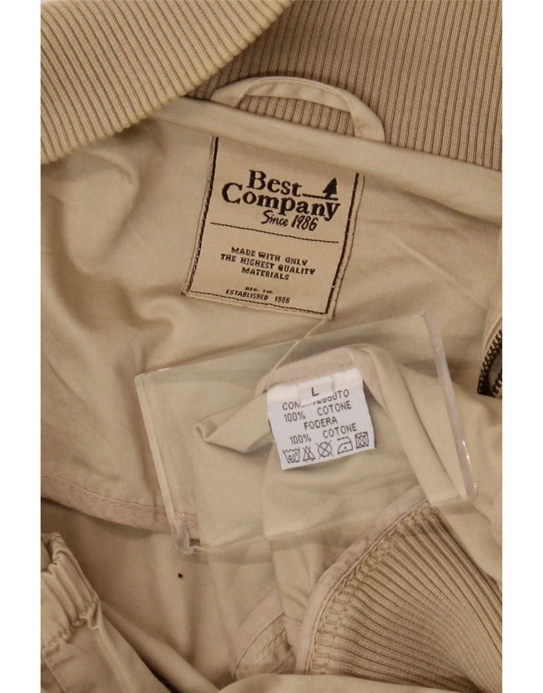 Best Company Herre Bomber Jacket UK 40 Large Beige Cotton