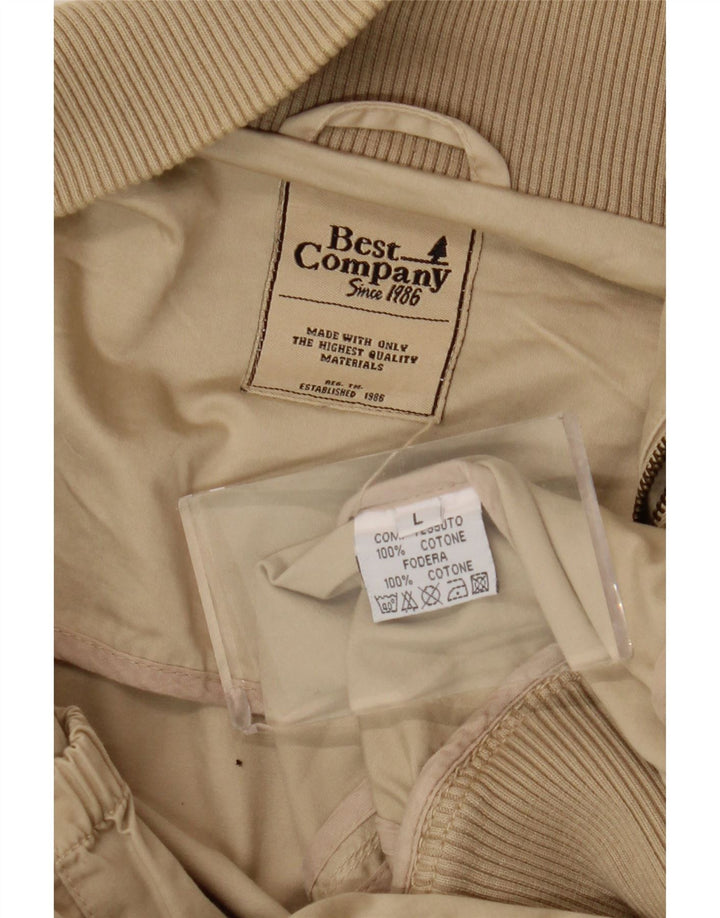 Best Company Herre Bomber Jacket UK 40 Large Beige Cotton