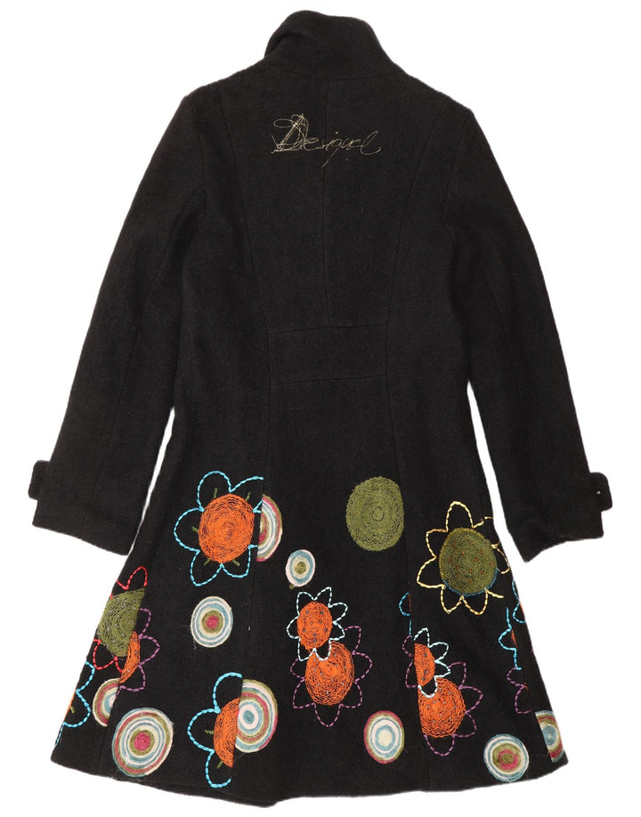 Desigual Kvinders Grafisk Overfrakke UK 10 Small Black Floral