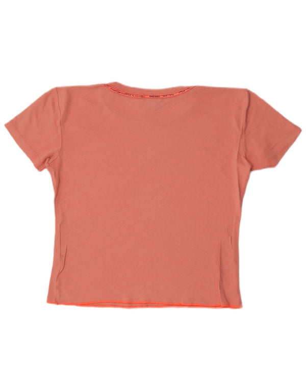 Diesel Womens Crop T-Shirt Top UK 18 XL Pink Bomuld