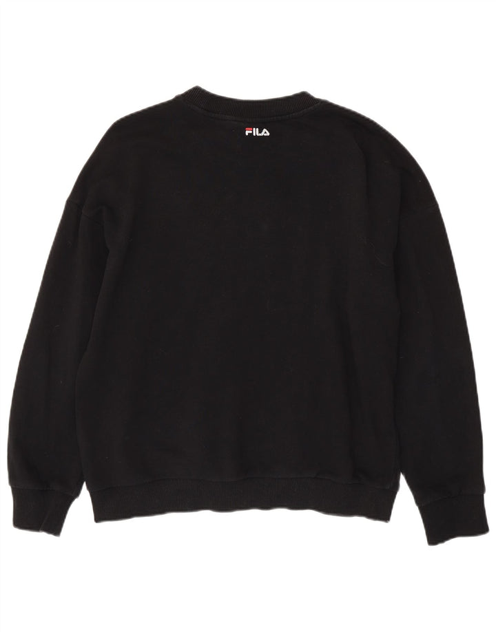 FILA grafisk sweatshirt til kvinder UK 16 Stor sort bomuld