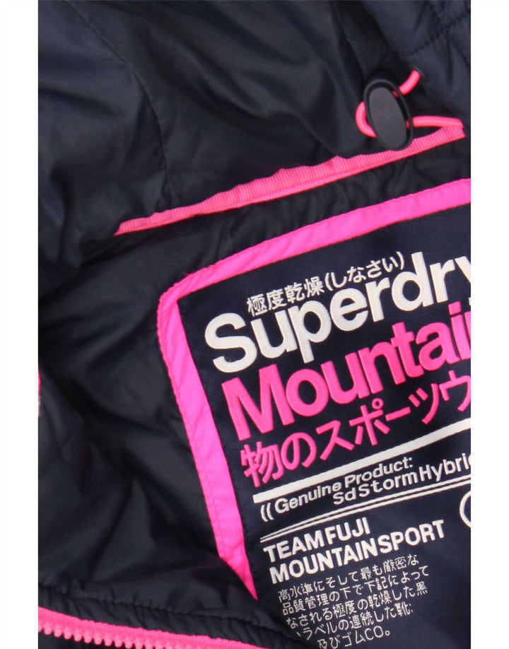 Superdry Polstret hættejakke til kvinder UK 8 Small Navyblå Flecked Polyester