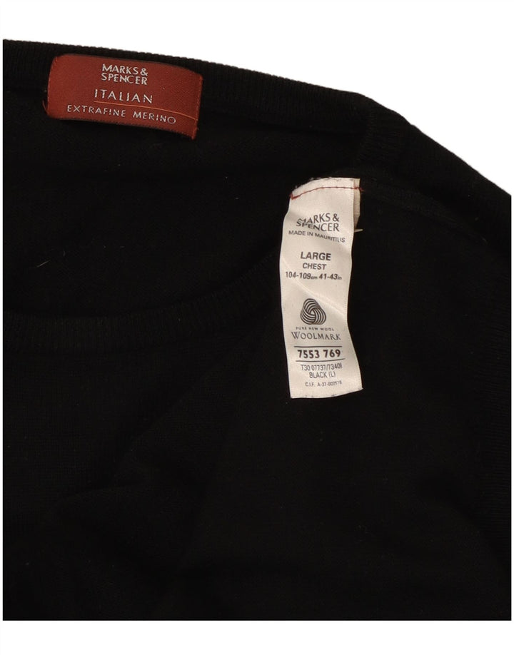 Marks & Spencer Herre sweater med rund hals, stor sort uld