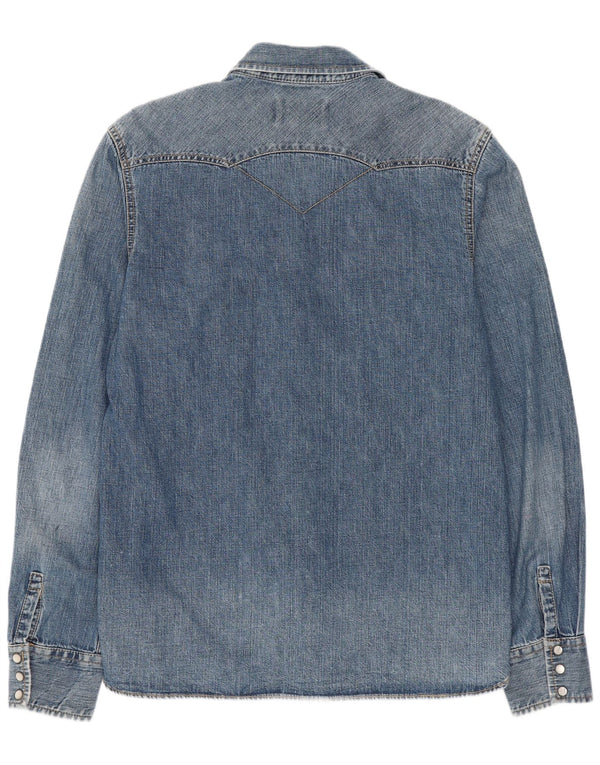 Levi's Western denimskjorte til mænd mellemblå bomuld