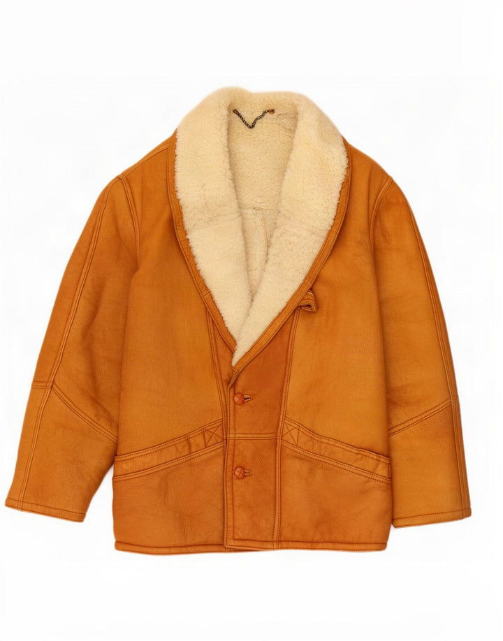 Vintage Herre Shearling Jacket IT 50 Large Brown Colourblock