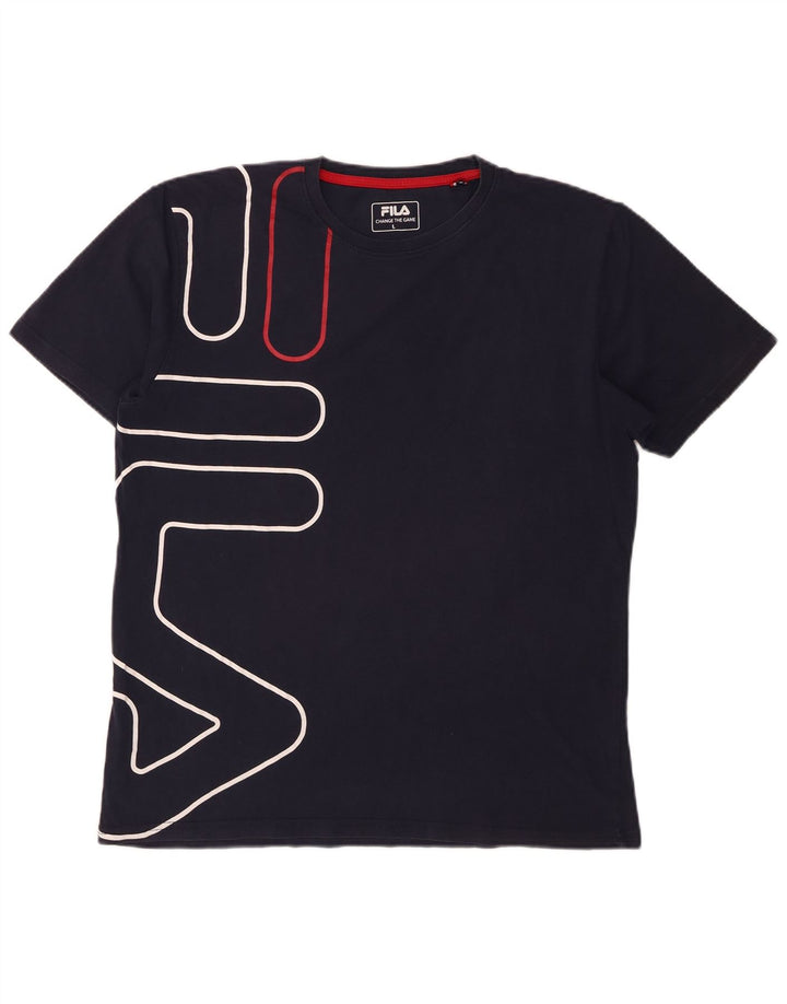 Fila Herre Grafisk T-Shirt Top Stor Marineblå