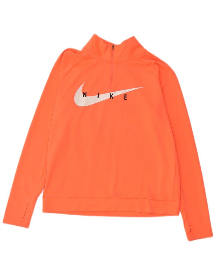 Nike Dame Dri Fit Grafisk Pullover Træningsdragt Top UK 10 Lille Orange