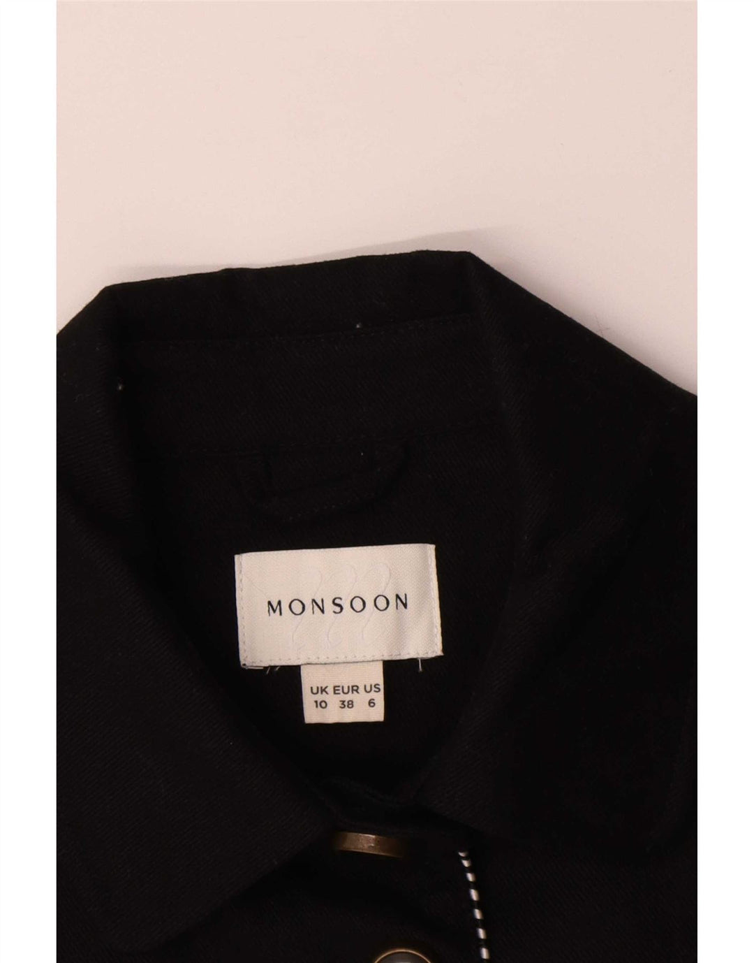 Monsoon Dame 5-knaps blazerjakke UK 10 Small Black Cotton