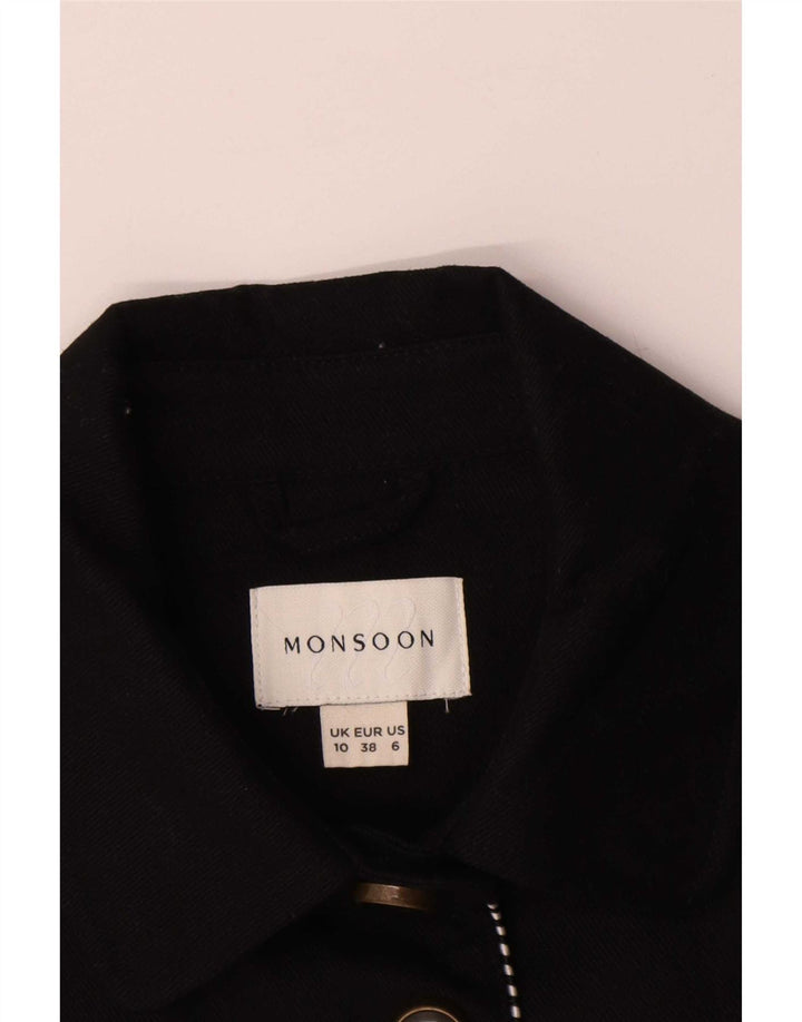 Monsoon Dame 5-knaps blazerjakke UK 10 Small Black Cotton
