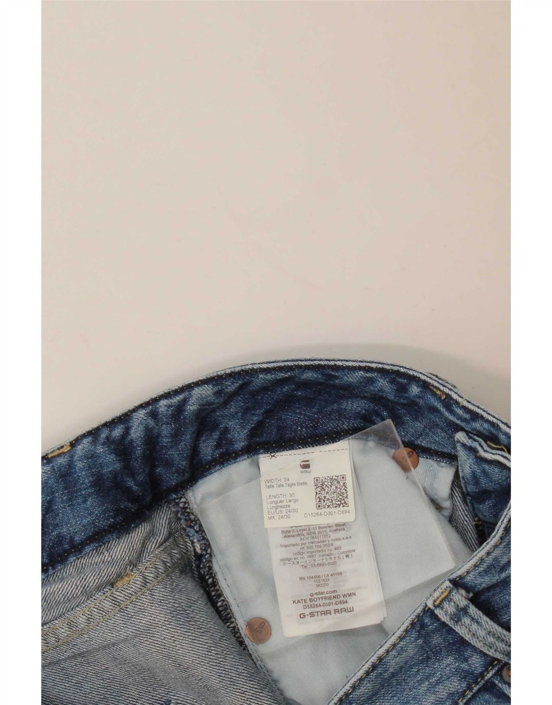 G-Star Dame Distressed Straight Jeans W24 L30 Blå Bomuld