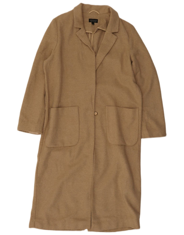 Topshop Womens Oversized Overcoat UK 10 Small Beige Acrylic