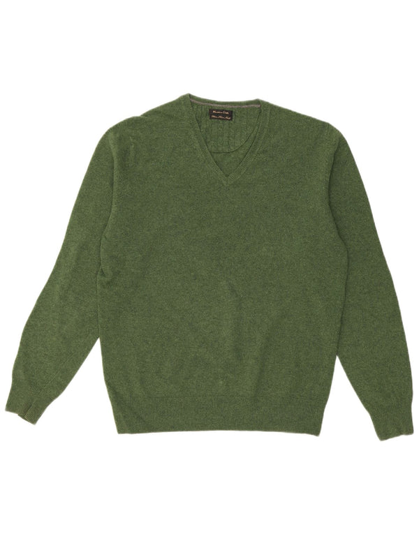 MASSIMO DUTTI Herre V-hals sweater Stor Grøn