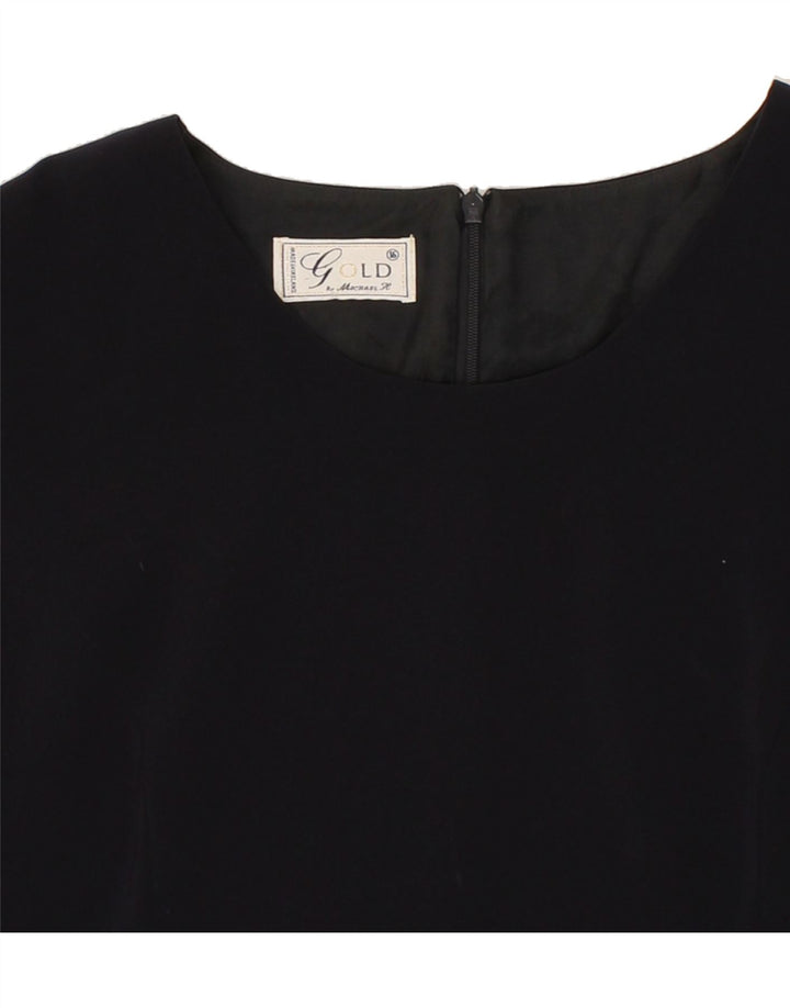 VINTAGE Womens Sheath Dress UK 16 Large  Navy Blue Polyester Vintage Vintage and Second-Hand Vintage from Messina Hembry 