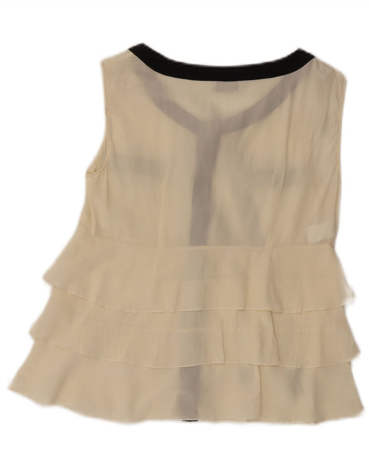 Moschino Dame Ærmeløs Crop Bluse Top UK 8 Small White Silke