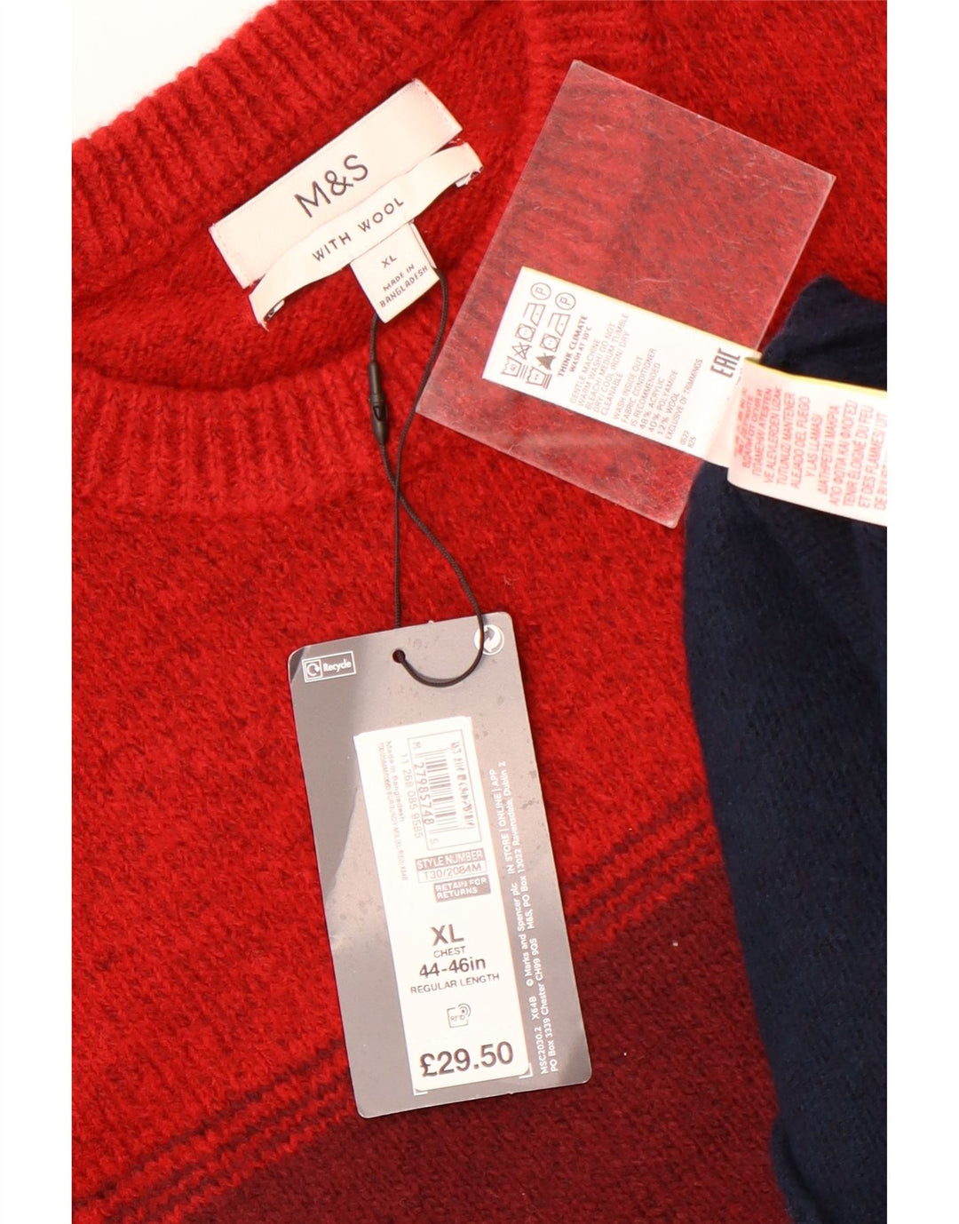 Marks & Spencer Herre sweater med rund hals XL flerfarvet stribet