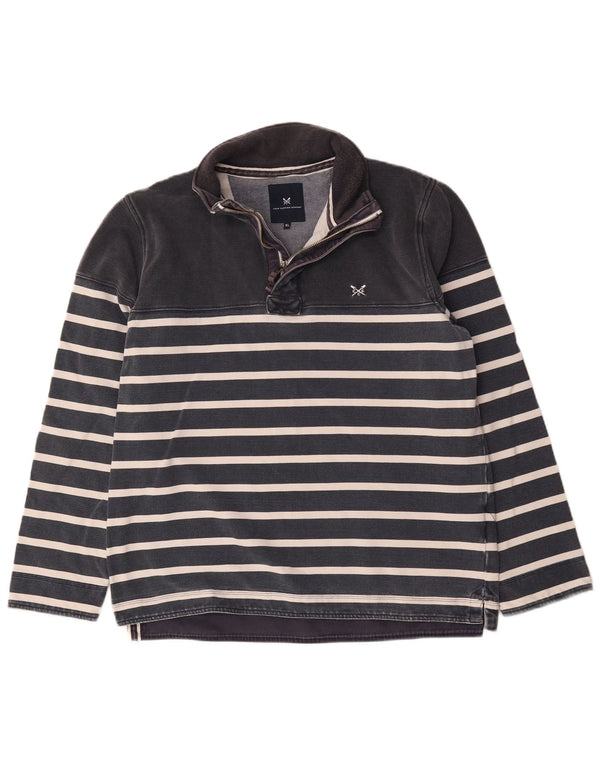 Besætningstøj Herre Zip Neck Sweatshirt Jumper XL Navyblå stribet bomuld