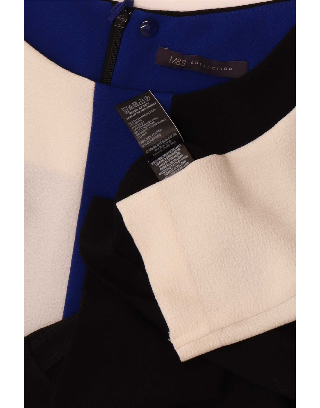 Marks & Spencer Womens Shift Dress UK 12 Medium Black Colourblock