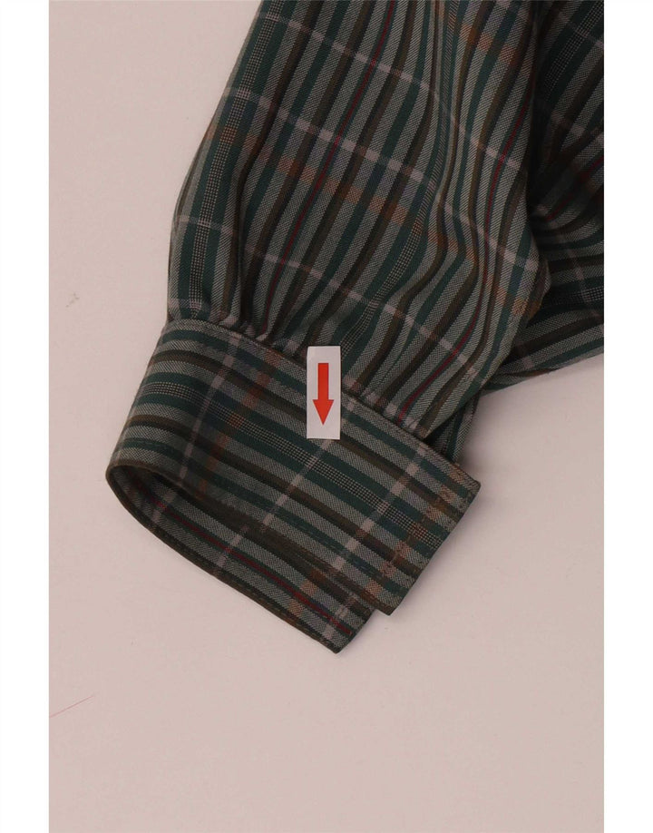 Michael Jacobs Dame Overshirt Shirt UK 10 Small Green Plaid Polyester