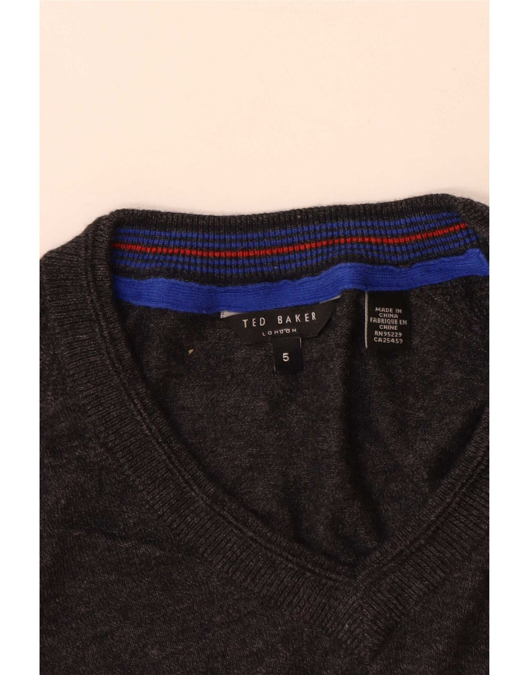 Ted Baker Herre V-hals sweater Størrelse 5 XL Grå Uld