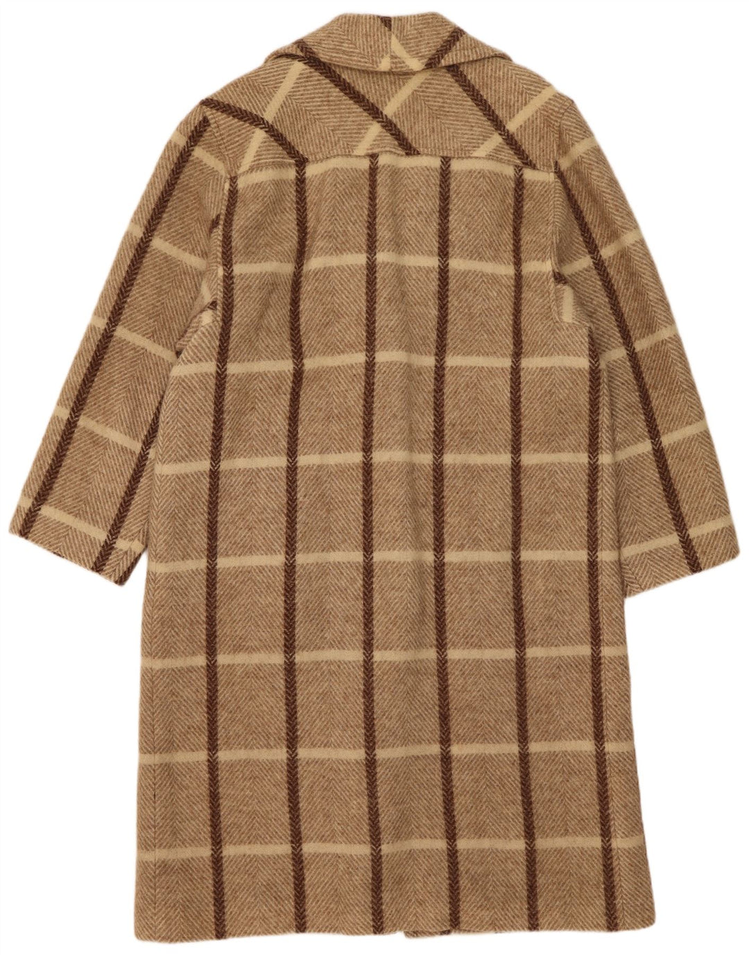 Vintage oversize overfrakke til kvinder UK 14 Medium beige ternet uld