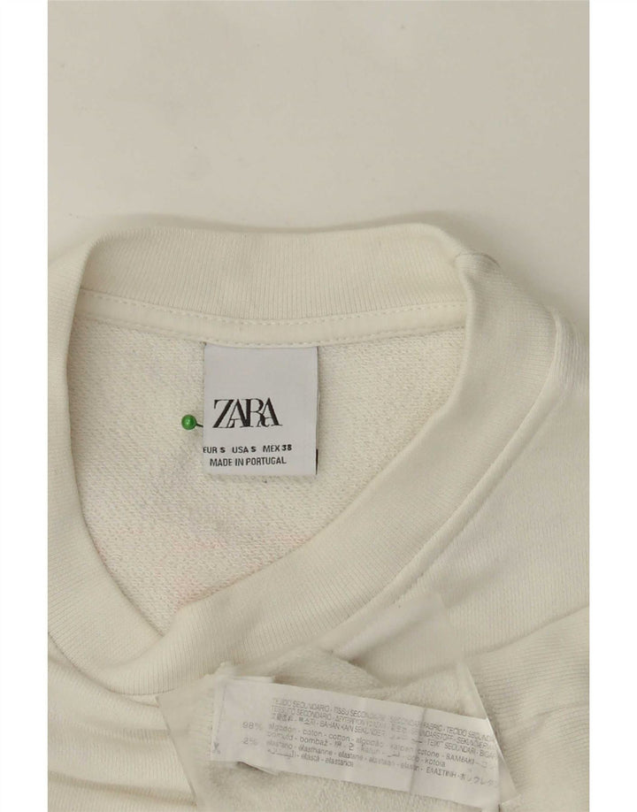 Zara Herre Grafisk Sweatshirt Jumper Lille Hvid Bomuld