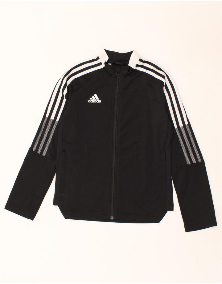 ADIDAS Boys Tracksuit Top Jacket 9-10 Years Black Colourblock Polyester Vintage Adidas and Second-Hand Adidas from Messina Hembry 