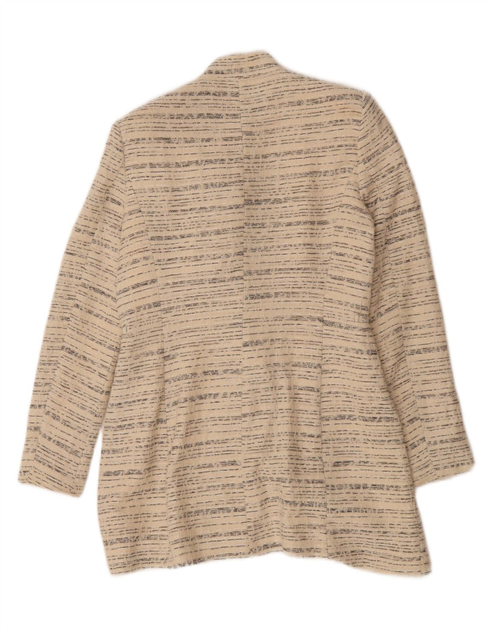 ZARA Womens Longline 4 Button Blazer Jacket UK 12 Medium Off White Striped Vintage Zara and Second-Hand Zara from Messina Hembry 