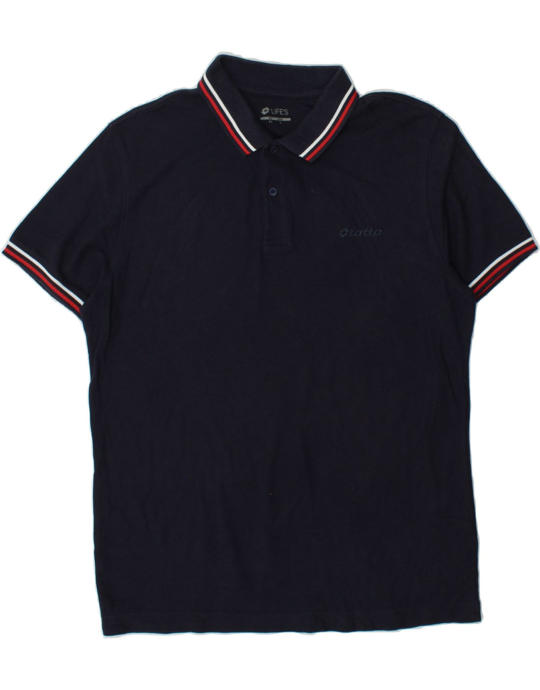 LOTTO Mens Polo Shirt XL Navy Blue Cotton Vintage Lotto and Second-Hand Lotto from Messina Hembry 