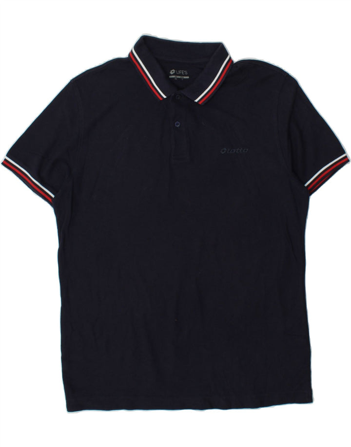 LOTTO Mens Polo Shirt XL Navy Blue Cotton Vintage Lotto and Second-Hand Lotto from Messina Hembry 