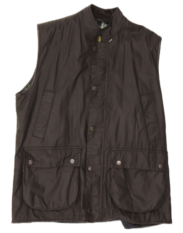 Vintage herre vokset bomuld Gilet UK 40 Stor sort bomuld