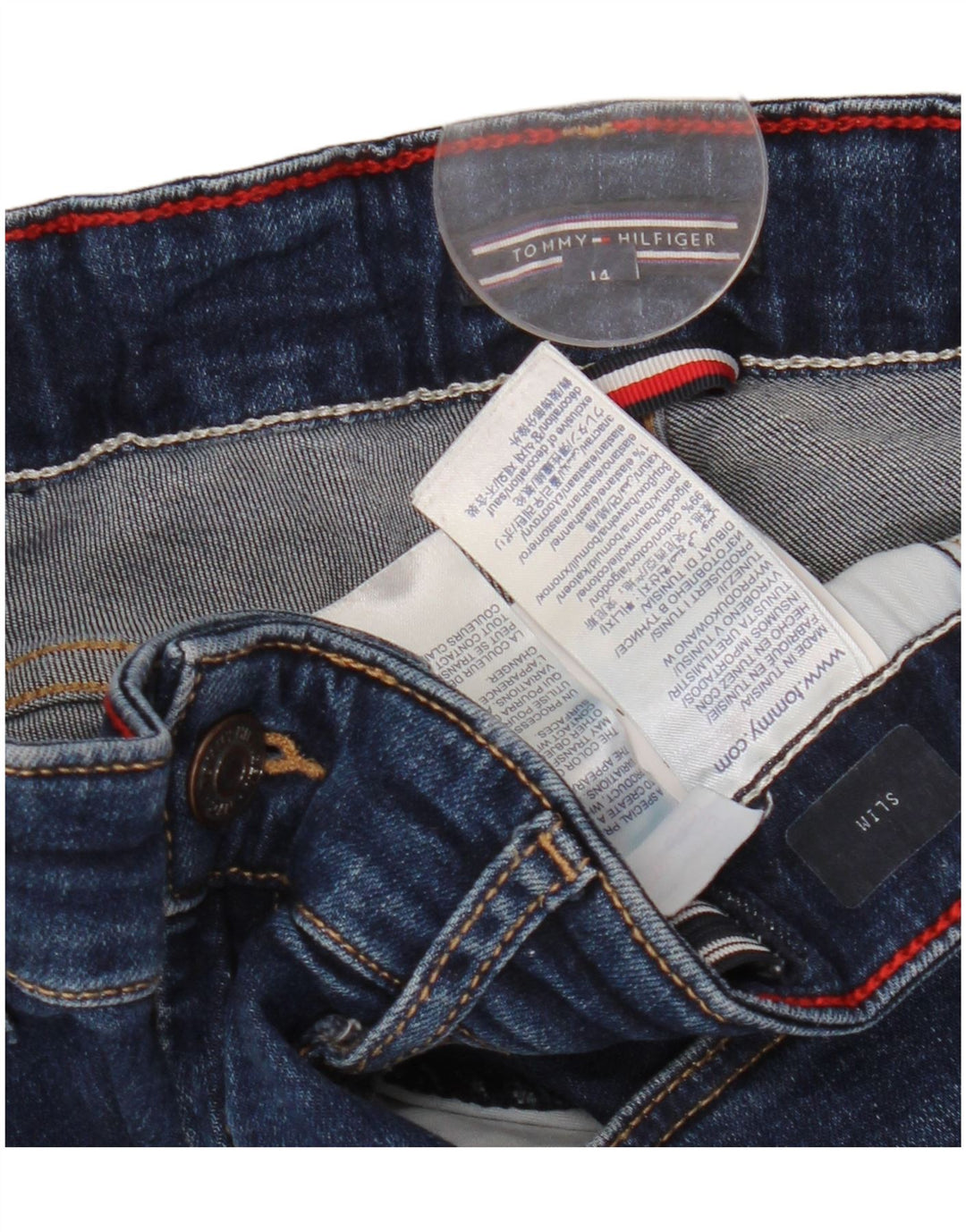 TOMMY HILFIGER Slim Jeans til piger 13-14 år W26 L29 blå bomuld