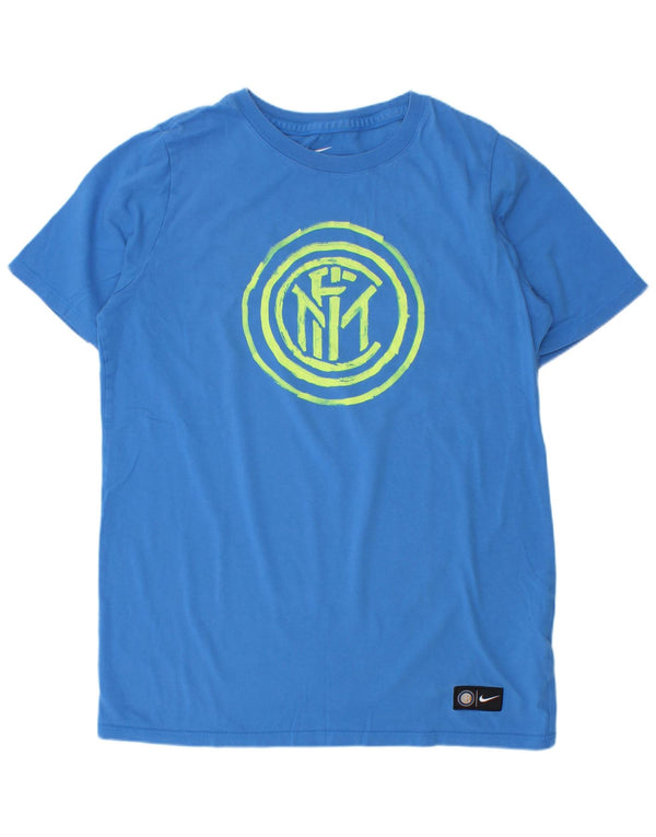 Nike Boys Inter Milan Grafisk T-Shirt Top 12-13 år Stor Blå Bomuld