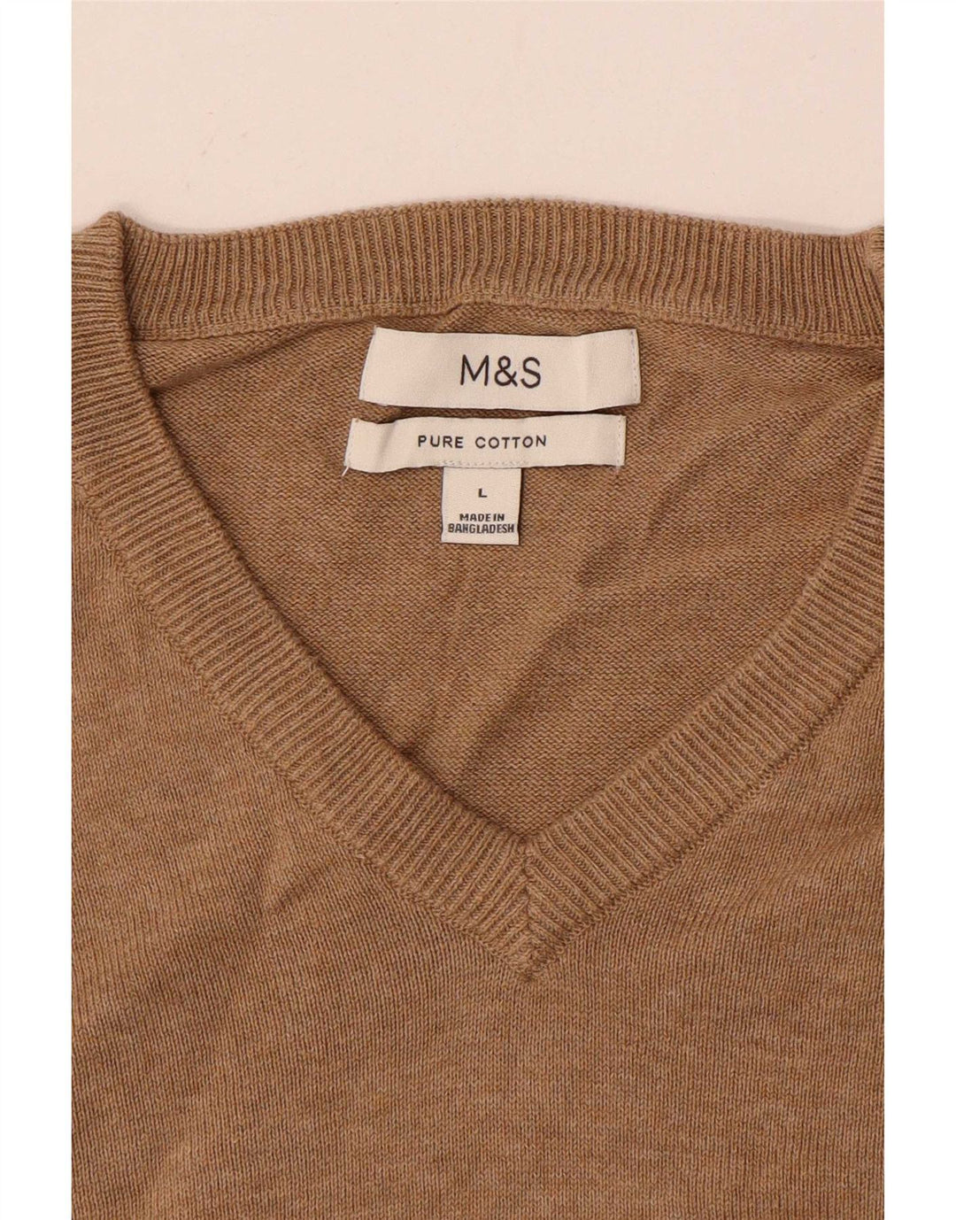 Marks & Spencer Herre V-hals sweater Stor Beige Bomuld