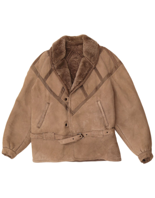 Vintage Dame Shearling Jacket UK 18 XL Grå