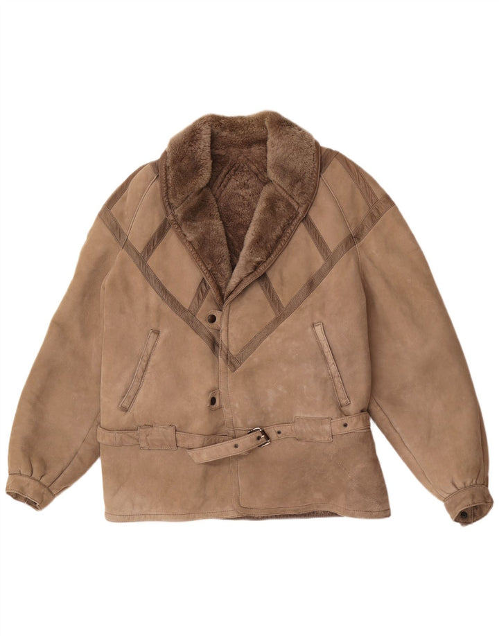 Vintage Dame Shearling Jacket UK 18 XL Grå