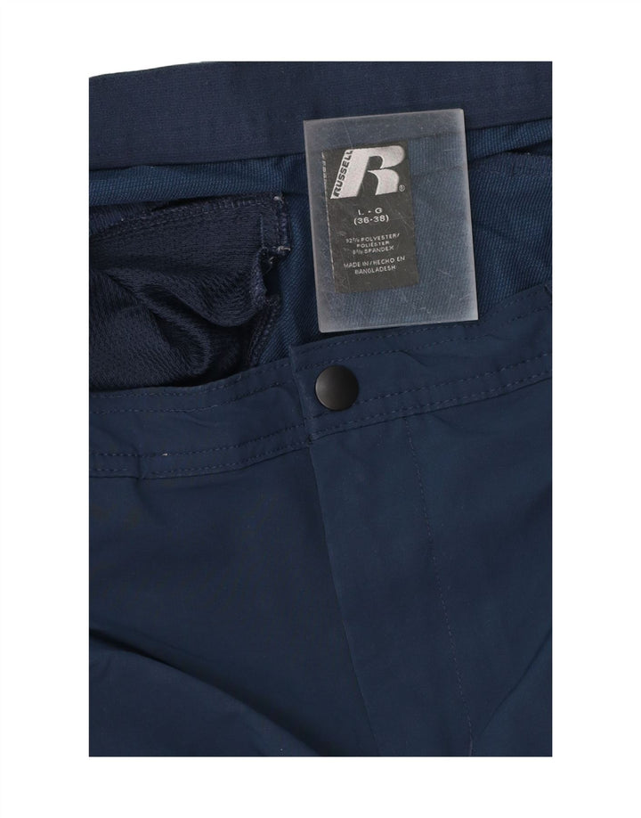 RUSSELL ATHLETIC Mens Slim Chino Trousers Large Navy Blue Polyester Vintage Russell Athletic and Second-Hand Russell Athletic from Messina Hembry 