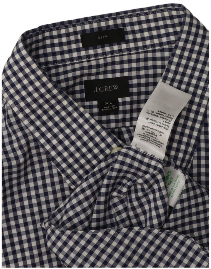 J. Crew Herre Slim Shirt XL Marineblå Gingham Cotton