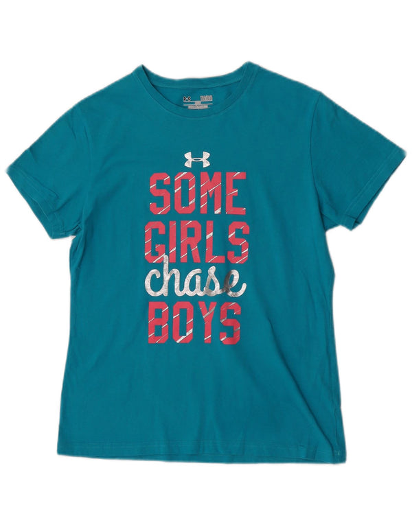 Under Armour Girls Grafisk T-Shirt Top 11-12 År Stor Turkis