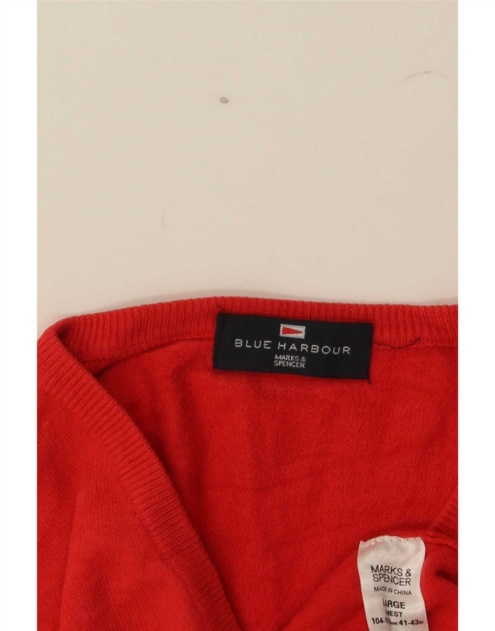 Marks & Spencer Herre Blue Harbor V-hals sweater Stor rød akryl