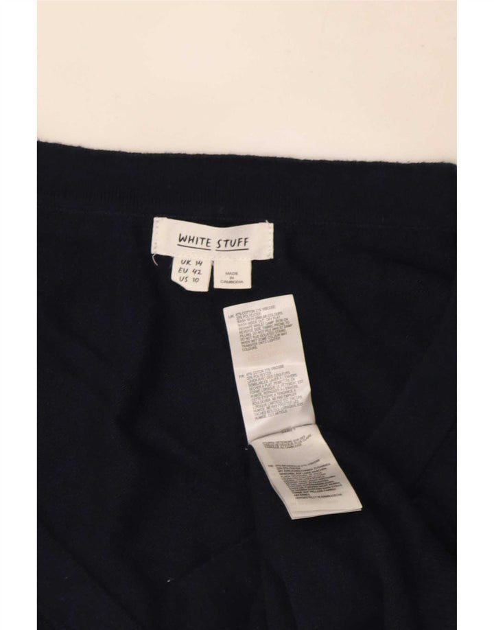 White Stuff Dame Cardigan Sweater UK 14 Large Navy Blue Colourblock