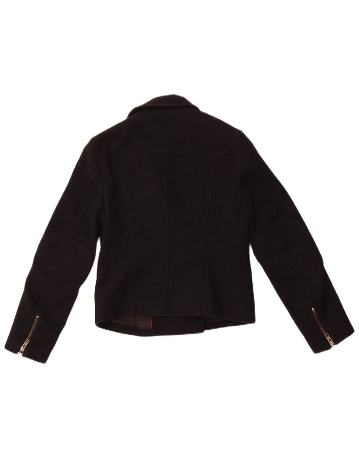 JACK WILLS Dame Crop Blazer Jacket UK 8 Small Black Wool