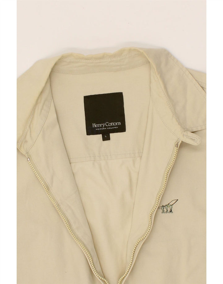 HENRY COTTONS Mens Bomber Jacket UK 40 Large Off White Cotton Vintage Henry Cottons and Second-Hand Henry Cottons from Messina Hembry 