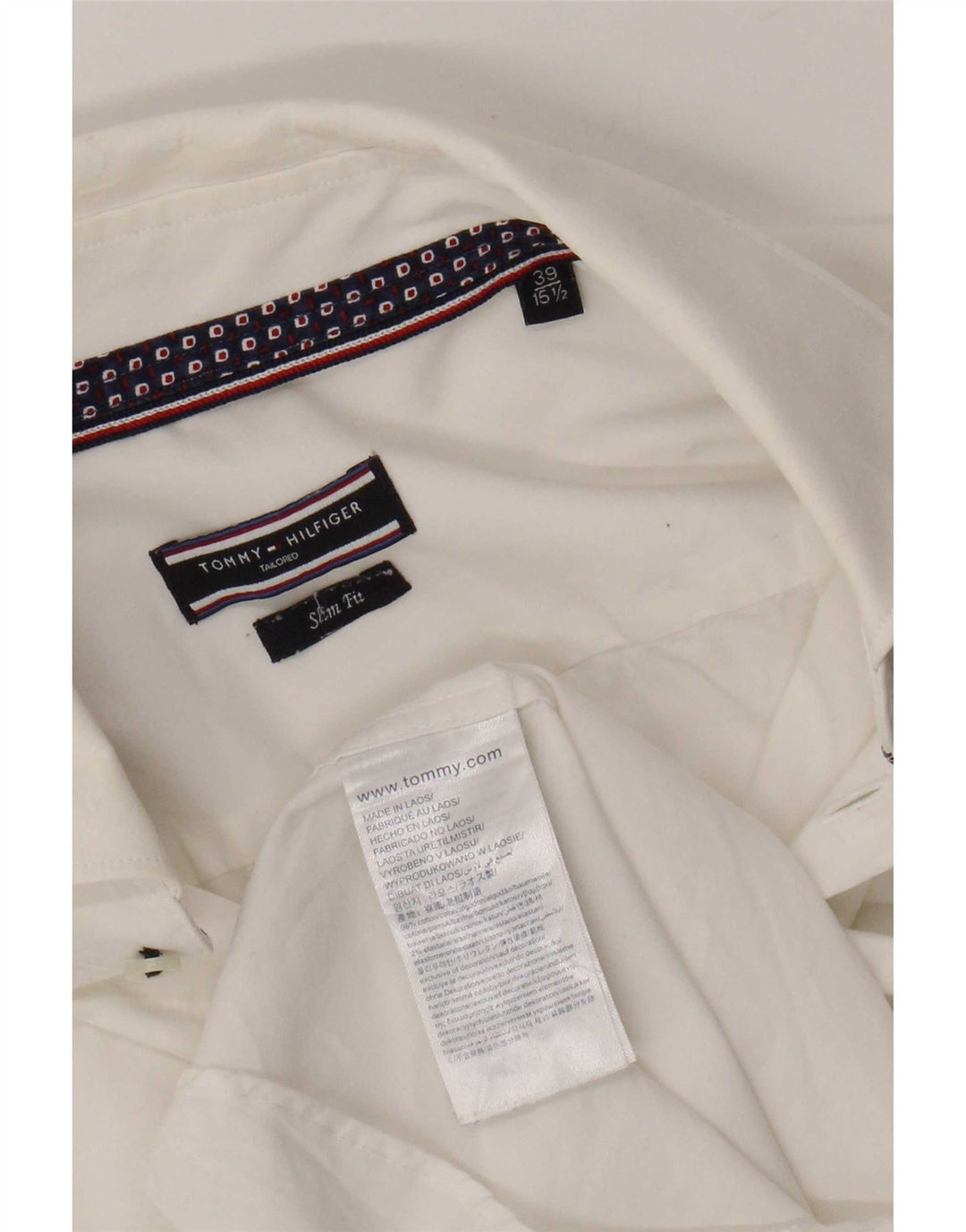 Tommy Hilfiger Herre Slim Fit Skjorte Størrelse 39 15 1/2 Medium Hvid Bomuld