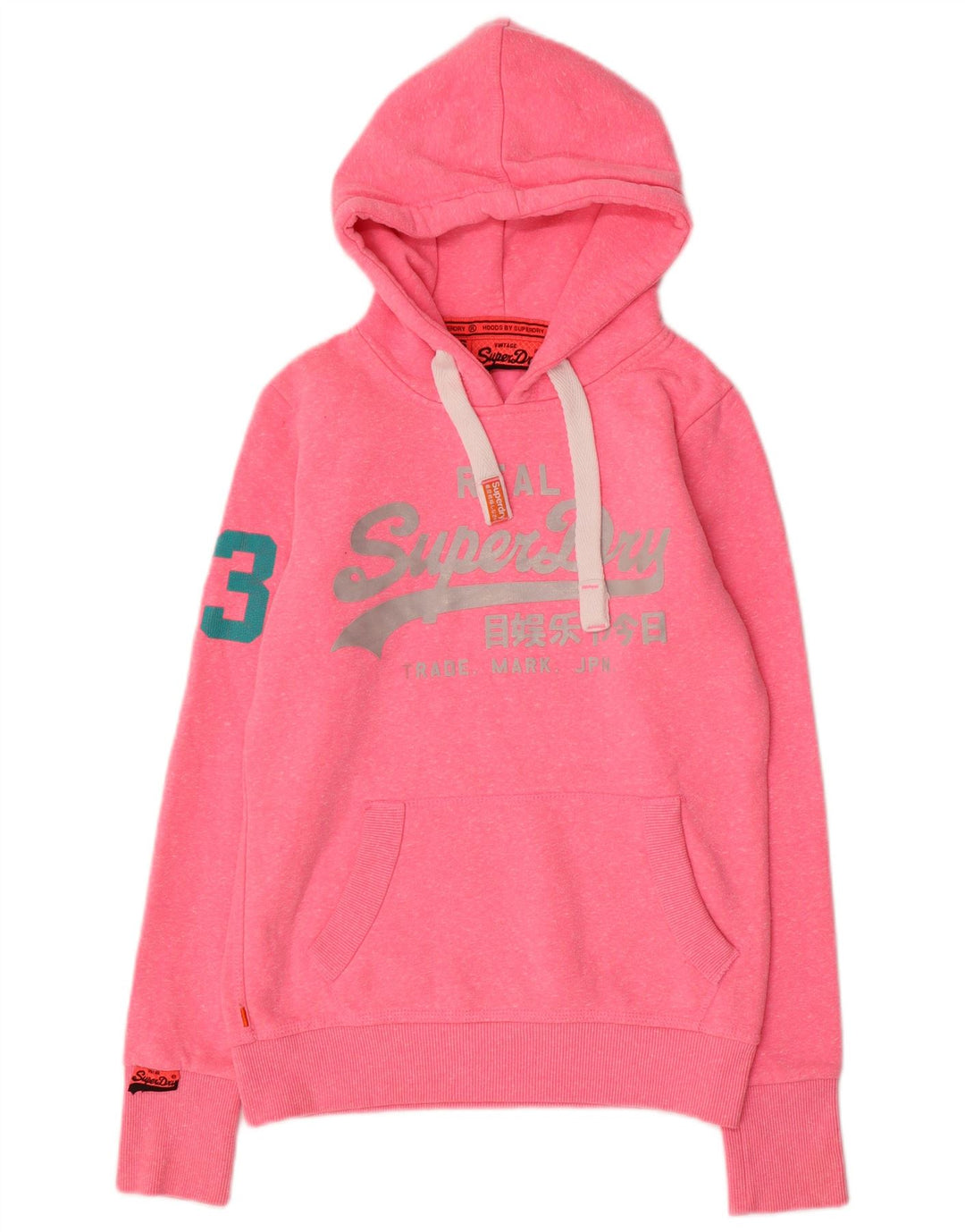 SUPERDRY Grafisk hættetrøje til kvinder UK 10 Small Pink Bomuld