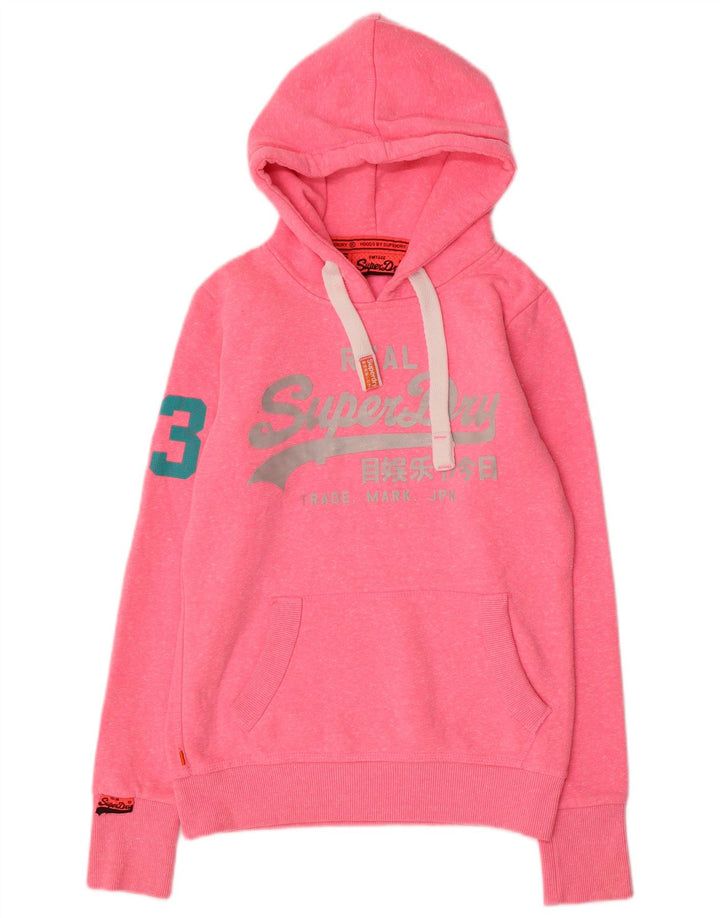 SUPERDRY Grafisk hættetrøje til kvinder UK 10 Small Pink Bomuld