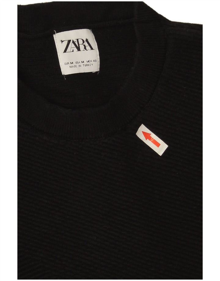 Zara Herre sweater med rund hals, medium sort bomuld