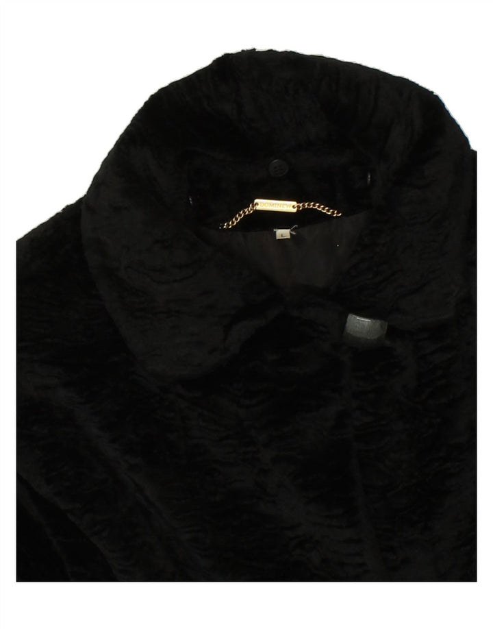 VINTAGE Womens Overcoat UK 16 Large Black Viscose Vintage Vintage and Second-Hand Vintage from Messina Hembry 